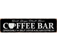 Panneau d'avertissement « Coffee Bar Good Days Start Here » - Panneau d'avertissement « Coffee Bar Good Days Start Here » - Décoration murale pour ferme, cour, porte d'entrée, intérieur et extérieur -