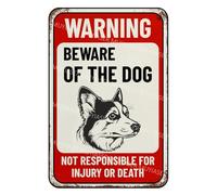 Panneau d'avertissement Corgi en aluminium avec inscription « Beware Of Dog » - Pour clôture, cour, maison, cuisine, ferme, jardin, décoration murale - 20,3 x 30,5 cm