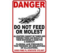 Panneau d'avertissement « Danger Do Not Feed Alligators » en aluminium pour intérieur ou extérieur 20,3 x 30,5 cm