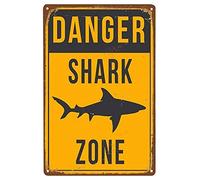 Panneau d'avertissement Danger Shark Zone Signs d'avertissement Traffic Road Street Street Panneau de sécurité pour intérieur ou extérieur 20,3 x 30,5 cm