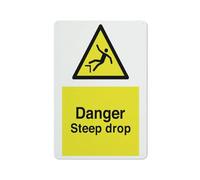 Panneau d'avertissement « Danger Steep Drop » - Panneau de sécurité extérieur - 30,5 x 20,3 cm