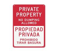 Panneau d'avertissement de danger, panneau bilingue de propriété privée interdite de dumping - Propiedad Privada Prohibido Tirar Basura, panneau de signalisation routière pour parking