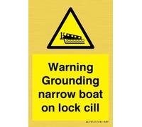 Panneau d'avertissement de mise à la terre avec bateau étroit sur serrure - 50 x 75 mm - A8P