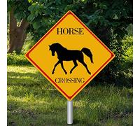 Panneau d'avertissement de passage de cheval en métal - Décoration murale vintage pour extérieur et intérieur - 30,5 x 30,5 cm