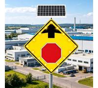 Panneau d'avertissement de route solaire à LED, 24 pouces, cadre métallique robuste, Membrane haute résistance de qualité technique, panneau d'avertissement de route en diamant(24")