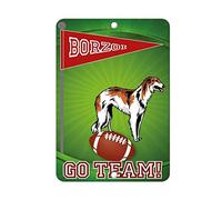 Panneau d'avertissement de sécurité en métal, panneau en métal pour fan de football Borzoï, panneau en métal vintage, décoration murale, panneau fantaisie carré en aluminium, 30,5 x 20,3 cm