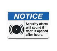 Panneau d'avertissement de sécurité « Security Alarm Will Sound If Door Is Opened After Hours » - Panneau de sécurité en métal pour la maison, le travail, l'extérieur, l'intérieur, le garage, le mur