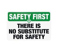 Panneau d'avertissement de sécurité « There Is No Substitute For Safety », panneau en métal pour la maison, le travail, l'extérieur, l'intérieur, la route, la cour, le garage, le mur de rue, la