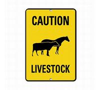 Panneau d'avertissement de signalisation de signalisation de la route ou de la rue avec inscription « Caution Livestock Horse Vache » pour la maison, le bureau, le travail 20,3 x 30,5 cm