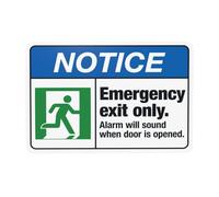 Panneau d'avertissement de sortie d'urgence « Only Alarm Will Sound When Door Is Opened » - Panneau d'avertissement en métal pour la maison, le travail, l'extérieur, l'intérieur, le garage, le mur de