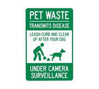Panneau d'avertissement de surveillance pour déchets d'animaux domestiques, laisse et nettoyage après votre chien sous la caméra, panneaux en métal pour entreprise, maison, mur, sécurité, décoration