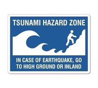Panneau d'avertissement de tsunami - Panneau d'avertissement en métal - 20,3 x 30,5 cm - Avertissement clair pour un usage domestique et professionnel
