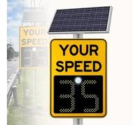 Panneau D'avertissement De Vitesse Radar, Panneau De Limitation De Vitesse Variable à LED Solaire, Signalisation De Retour D'information Du Véhicule Pour La Sécurité Routière 50x70cm/20"x27"-Yellow