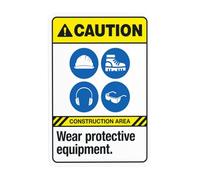 Panneau d'avertissement d'équipement de protection contre l'usure - Panneaux en métal de sécurité pour entreprise, maison, extérieur, intérieur, route, cour, garage, mur de rue, sécurité - Décoration