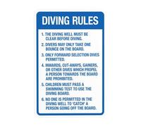 Panneau d'avertissement « Diving Rules The Diving Well Must Be Clear Before Diving » - 20,3 x 30,5 cm