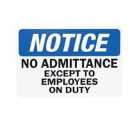 Panneau d'avertissement « Do Not Enter Security » en métal « Notice No Admittance Except To Employees On Duty, Do Not Enter Security » pour la maison, le travail, la route, la cour, le garage, la rue