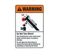 Panneau d'avertissement « Do Not Two Block Two Blocking The Crane Could Cause Death » - Panneau d'avertissement de sécurité de construction pour entreprise, maison, garage, rue, mur de sécurité