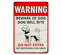 Panneau d'avertissement « Dog Will Bite Poodle » en aluminium - Panneau d'avertissement pour clôture, cour, maison, cuisine, ferme, jardin - 20,3 x 30,5 cm