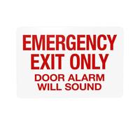 Panneau d'avertissement « Emergency Exit Only Door Alarm Will Sound », panneaux en métal pour la maison, le travail, l'extérieur, l'intérieur, la route, la cour, le garage, la rue, le mur, la sécurité