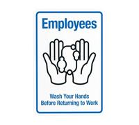 Panneau d'avertissement « Employees Wash Your Hands Before Returning To Work » - Panneau en métal pour entreprise, maison, extérieur, intérieur, garage, mur de rue, décoration personnalisée - 20,3 x