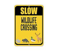 Panneau d'avertissement en aluminium avec inscription Slow Wildlife Crossing Road Sign 40,6 x 30,5 cm