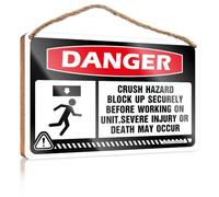 Panneau d'avertissement en bois / plaque en bois et décoration de placard - Décoration murale amusante pour salle de bain | Décoration de cuisine sorcière, danger d'écrasement bloquant en toute