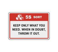 Panneau d'avertissement en étain 5s Sort Keep Only What You Need. When In Doubt, Throw It Out. Plaque en métal vintage pour maison, route, garage, école, décoration murale 30,5 x 20,3 cm