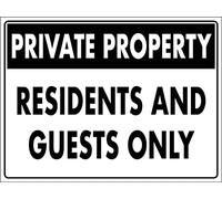 Panneau d'avertissement en étain « Private Property Residents And Guests Only » - Décoration vintage - 30,5 x 40,6 cm