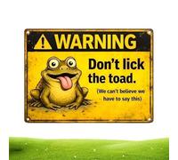 Panneau d'avertissement en métal avec inscription « Don't Lick the Toad » pour extérieur, cour, porche, terrasse, pelouse, jardin, garage