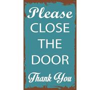 Panneau d'avertissement en métal avec inscription « Please Close The Door Thank You » - Pour intérieur ou extérieur - Panneau en étain - 20,3 x 30,5 cm