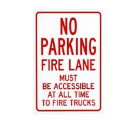 Panneau d'avertissement en métal Fire Lane Must Be Accessible At All Time To Fire Trucks - 20,3 x 30,5 cm