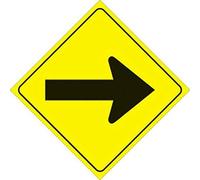 Panneau d'avertissement en métal jaune noir avec flèche et plaque carrée 12 x 12 pouces