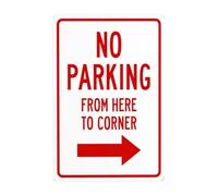 Panneau d'avertissement en métal « No Parking From Here To Corner With Right Arrow » - Panneau d'avertissement de sécurité en étain - Pour décoration murale de rue - 20,3 x 30,5 cm