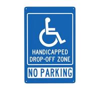 Panneau d'avertissement en métal « No Parking Handicapped Drop-Off Zone » - Panneau d'avertissement de sécurité pour décoration murale de rue - 20,3 x 30,5 cm