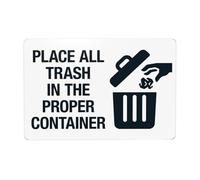 Panneau d'avertissement en métal « Place All Trash In The Proper Container » - Affiche de sécurité pour décoration murale de rue, maison, entreprise, 30,5 x 20,3 cm