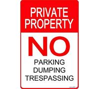 Panneau d'avertissement fantaisie en métal avec inscription « Private Property No Parking Dumping Trespassing Do Not Enter » - Panneau d'avertissement de sécurité extérieure - Décoration de ferme et