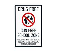 Panneau d'avertissement fédéral « Drug Free Gun Free School Zone Violators Will Face Severe », panneaux en métal pour entreprise, maison, rue, mur de sécurité, décoration personnalisée, 20,3 x 30,5 cm