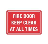 Panneau d'avertissement « Fire Door Keep Clear At All Time » - 30,5 x 20,3 cm - En aluminium - Avec symbole pour une utilisation en intérieur et en extérieur