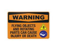 Panneau d'avertissement « Flying Objects And Rotating Parts Can Cause Injury or Death » - Panneau d'avertissement en métal pour la maison, le travail, le garage, le mur de rue, la sécurité - 30,5 x
