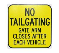 Panneau d'avertissement « Gate Arm Closes After Each Vehicle No Tailgating », panneaux en métal pour maison, entreprise, extérieur, intérieur, route, garage, rue, mur de sécurité, décoration