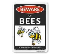 Panneau d'avertissement humoristique « Attention aux abeilles », en aluminium laminé antirouille de 40 mil, pour maison, ferme, club, jardin, extérieur, terrasse, cadeaux, café, th 8x12 pouces