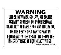 Panneau d'avertissement humoristique en métal avec inscription « Warning Under Mexico Law an Equine Activity » - 20,3 x 30,5 cm