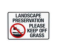 Panneau d'avertissement « Landscape Preservation Please Keep Off The Grass », panneaux en métal pour la maison, le travail, l'extérieur, l'intérieur, le garage, la rue, le mur, la sécurité, décoration
