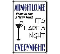 Panneau d'avertissement Midnight Lounge Come in for A Stiff One 20,3 x 30,5 cm
