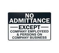 Panneau d'avertissement « No Admittance Except Company Employeed », « Do Not Enter Security » pour maison, entreprise, extérieur, intérieur, route, cour, garage, rue, mur, sécurité, décoration