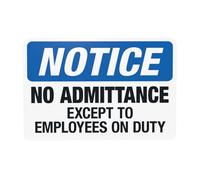 Panneau d'avertissement « No Admittance Except To Employees On Duty », « Do Not Enter Security » pour maison, entreprise, extérieur, intérieur, cour, garage, rue, mur, sécurité, décoration