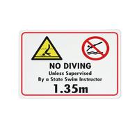 Panneau d'avertissement « No Diving Unless Supervised By A State Swim Instructor » - Décoration murale 30,5 x 20,3 cm
