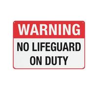 Panneau d'avertissement « No Life Guard On Duty » - 30,5 x 20,3 cm - En aluminium - Avec symbole - Pour intérieur et extérieur