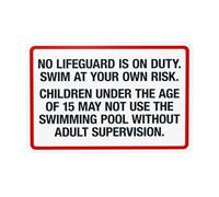 Panneau d'avertissement « No Lifeguard Is On Duty Swim At Your Own Risk » - Panneau en métal pour la maison, le travail, l'extérieur, l'intérieur, la route, la cour, le garage, la rue, le mur, la