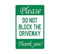 Panneau d'avertissement « No Parking », « Do Not Block The Driveway » - Panneau d'avertissement en métal pour entreprise, maison, extérieur, intérieur, route, cour, garage, mur de rue, sécurité